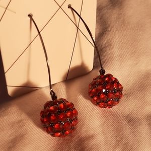 RED JEWELED DROP EARRINGS